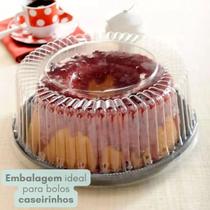 Embalagem Bolo Torta Descartável B-56m 25 Cm 1,70kg C/50 Base Branca Tampa Transparente