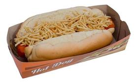 Embalagem Caixa/Suporte Balcão P (18x6,5x4cm.) P/ Cachorro Quente Hot Dog C/ 100 Un.