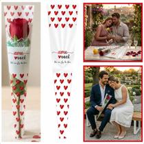 Embalagem Cone Flor Botão Rosa Manga Lembrancinha 100 unid Modelo:AMO