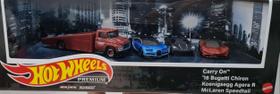 *Embalagem danificada* Hot Wheels Box Premium - Carry On / '16 Bugatti Chiron / Koenigsegg Agera R / Mclaren Speedtail