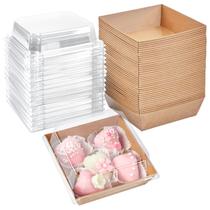 Embalagem de alimentos: caixas de charcutaria Ocmoiy Kraft, 12x12cm, pacote com 50 Embalagem de alimentos: caixas de charcutaria Ocmoiy Kraft, 12x12cm, pacote com 50