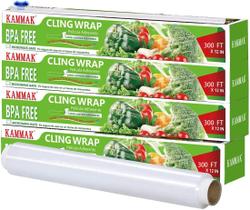 Embalagem de plástico KAMMAK 30m x 30cm, pacote com 4 unidades, sem BPA, segura para micro-ondas