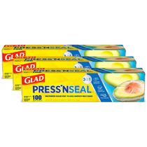 Embalagem de plástico para alimentos Glad Press'N Seal, 100 pés², pacote com 3
