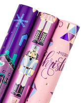 Embalagem de presente WRAPAHOLIC Mini Roll, pacote com 3, 43x305 cm de Natal