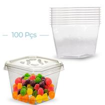 Embalagem Descartável Quadrada Sobremesa 250ML 100 Peças