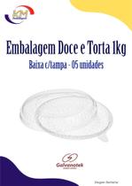 Embalagem Doce e Torta baixa c/tampa 1kg c/05 unid. - Galvanotek - bolo confeitado (9993889)
