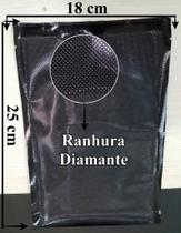 Embalagem PA/PE Tipo Saco” C/ Ranhuras formato de Diamante - um lado Black Shield -18cmX25cm - 100 unidades