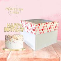 Embalagem Para Bolo Alto com Visor - 26x26x25 cm - 10 Unidades