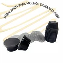 Embalagem para molhos 100 unidades Dona Rita D695, pote preto com tampa de cristal 30ml