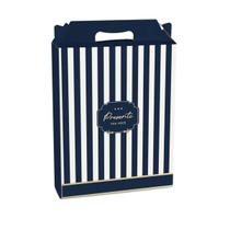 Embalagem para Presente Caixa Tipo Maleta Retangular Vertical Modelo Royal Tons Azul P 15x6x18 cm