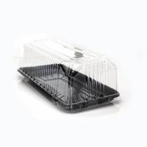 Embalagem pet torta retangular pequena preta - g 65mm