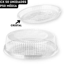 Embalagem Plástica Bolo Torta Redonda Média P50 Base Cristal - Unidade