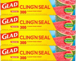 Embalagem plástica para alimentos Glad Cling N Seal 300m² - pacote com 4