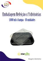 Embalagem refeição 1.000 ml c/3 divisórias - 10 unidades - Starpack - marmitex, delivery (11163) Embalagem refeição 1.000 ml c/3 divisórias - 10 unidades - Starpack - marmitex, delivery (11163)