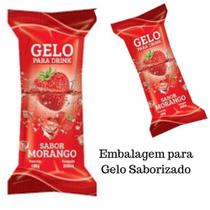 Embalagem/Saco Higienico P/ Gelo Saborizado Perolado Drinks Sucos - Morango