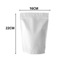 Embalagem saco stand up pouch branco zip lock 16x22x4cm 50un