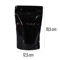 Embalagem Saquinho Stand Up Pouch Preto Brilhante Premium 12,5x19,5 cm - 10 unidades