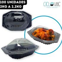 Embalagem Térmica para Frango Assado Padaria Pet Plástico Base Preta Ciclovac - CX 100 Unidades