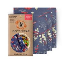 Embalagens de cera de abelha Bee's Wrap Botanical, pacote com 3 unidades (S, M, L), fabricadas nos EUA