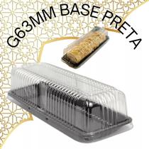 Embalagens galvanotek g63m com tira preta e tampa transparente volos, doces, rocambole, torta etc 10 uni