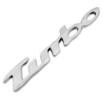 Emblema Adesivo 3D em metal para carros com escrito Turbo 13,2cm x 2cm