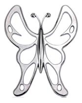 Emblema Adesivo Alto Relevo 3D Borboleta Cromado Cromado