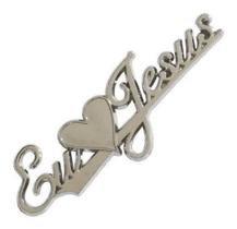 Emblema Adesivo Alto Relevo 3D Eu Amo Jesus Cromado Cromado