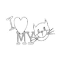Emblema Adesivo Alto Relevo 3d I Love My Cat Gato Cromado