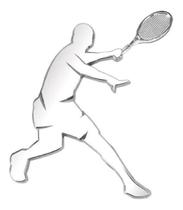 Emblema Adesivo Alto Relevo 3D Tenista Masculino Cromado - Marçon Emblemas E Adesivos