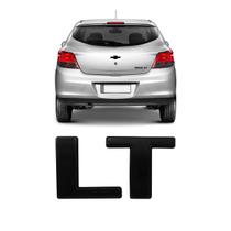 Emblema Adesivo Letreiro LT Preto Black Piano Onix Agile Cruze Equinox Tracker