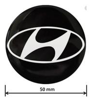 Emblema Adesivo Resinado 50mm 04 Peças Hyundai Calota Roda