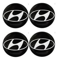 Emblema Adesivo Resinado 50mm 04 Peças Hyundai Calota Roda