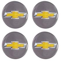 Emblema Adesivo Resinado Chevrolet Cinza 4un 51mm