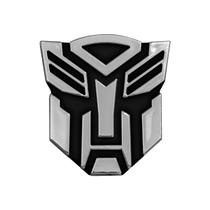 Emblema Adesivo Transformers Cromado C/ Preto Carro Capacete Moto