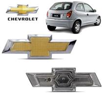 Emblema Chevrolet Celta Dourado Borda Cromada Adesivo