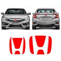 Emblema Civic G10 17/19 Aplique Vermelho Traseiro E Frontal