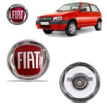 Emblema Dianteiro Fiat Uno Fire 2001 Vermelho Adesivo