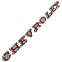 Emblema Dianteiro Letras Chevrolet Fundo Vermelho GM Opala Caravan Comodoro 1975 à 1978 - 172B