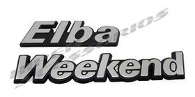 Emblema Elba Weekend Cinza Com Fundo Preto