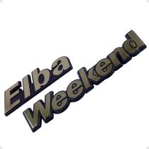 Emblema Elba Weekend Cromado Com Fundo Azul