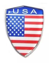 Emblema Escudo Bandeira USA Cromado Com Resina 6,3cm X 4,02 Cm