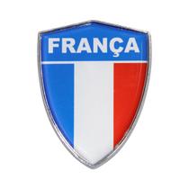 Emblema Escudo Da França Com Moldura Cromada 6 Cm x 4,5 cm