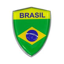 Emblema Escudo Do Brasil Com Moldura Cromada 6 Cm x 4,5 cm