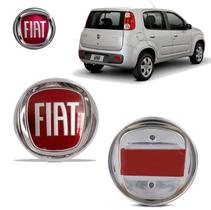 Emblema Fiat Uno Tampa Porta Mala 2011 95MM Vermelho Adesivo