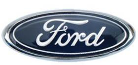 EMBLEMA (FORD) FORD FIESTA 97/00 AZUL E CROMADO OVAL CURVO (FECHADURA PORTA MALAS) MEDIDA 91x37x8MM