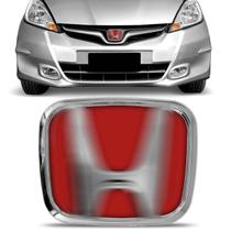 Emblema Grade Dianteira New Civic 2007 a 2011 New Fit 2009 a 2014 Cromado e Vermelho Black Series