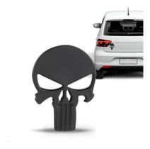 Emblema injetado caveira (justiceiro) pequena preto