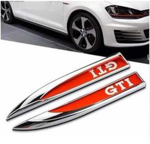 Emblema Lateral Aplique GTI Golf Gti Vermelho e Cromado