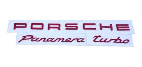 Emblema Letra Porsche + Panamera + Turbo Vermelho