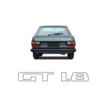 Emblema Letreiro GT 1.8 Adesivo Branco Contorno Preto Vazado Gol GT 1983 a 1986 Emblema Letreiro GT 1.8 Adesivo Branco Contorno Preto Vazado Gol GT 1983 a 1986